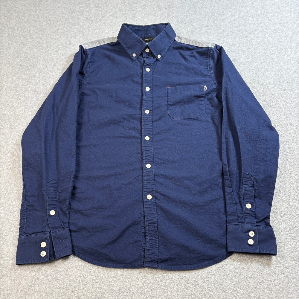 Jiberish Shirt Men Large Blue Colorblock Button Up Shacket Skater Grunge Classic